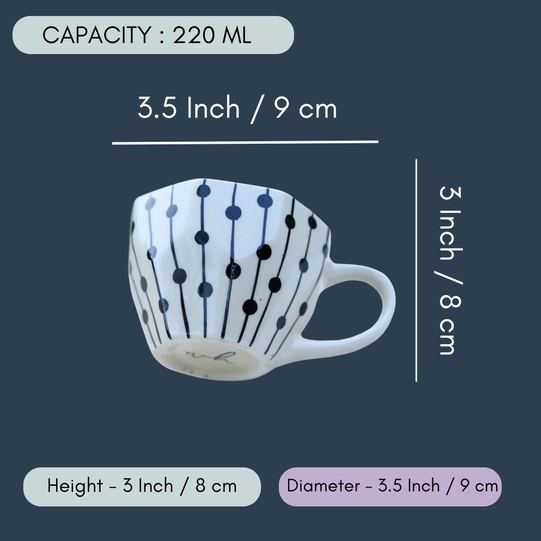 Black Dotted Lines Mug - Set of 6