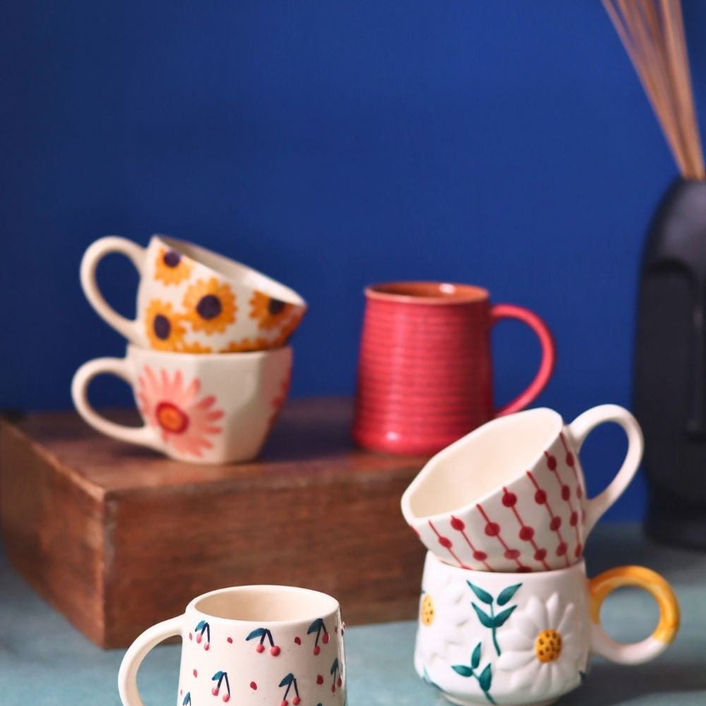 Handmade Set of 6 Blissful Brew Mugs (for the price of 5)