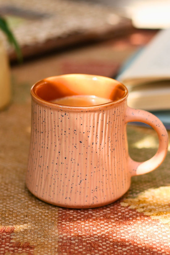 Peach etching Chai cup made by ceramic