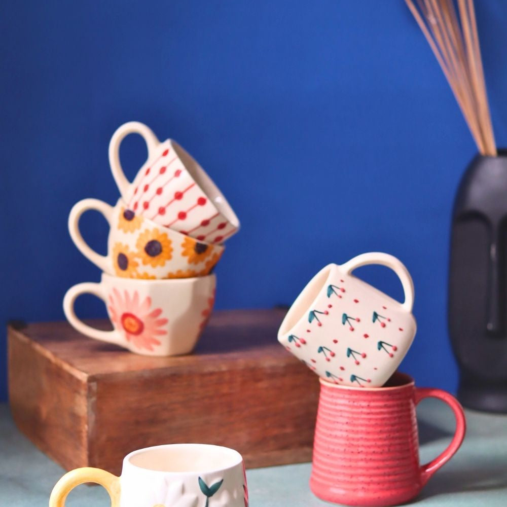 Set of 6 Blissful Brew Mugs (for the price of 5) made by ceramic
