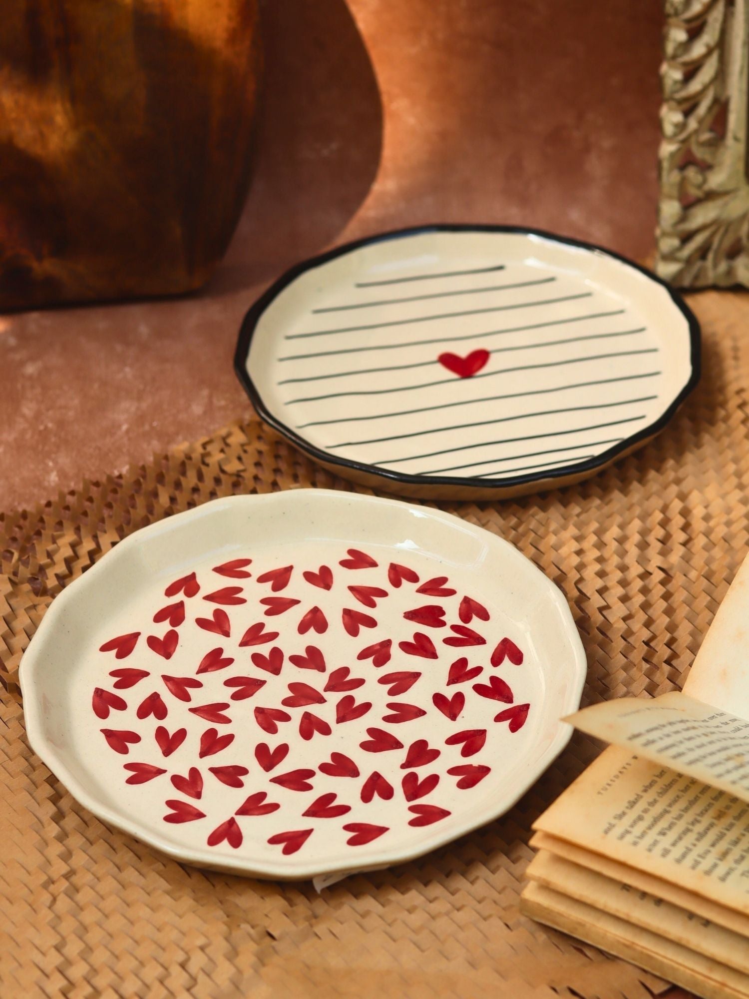 Striped Heart & All Heart Snack plate combo with premium quality material