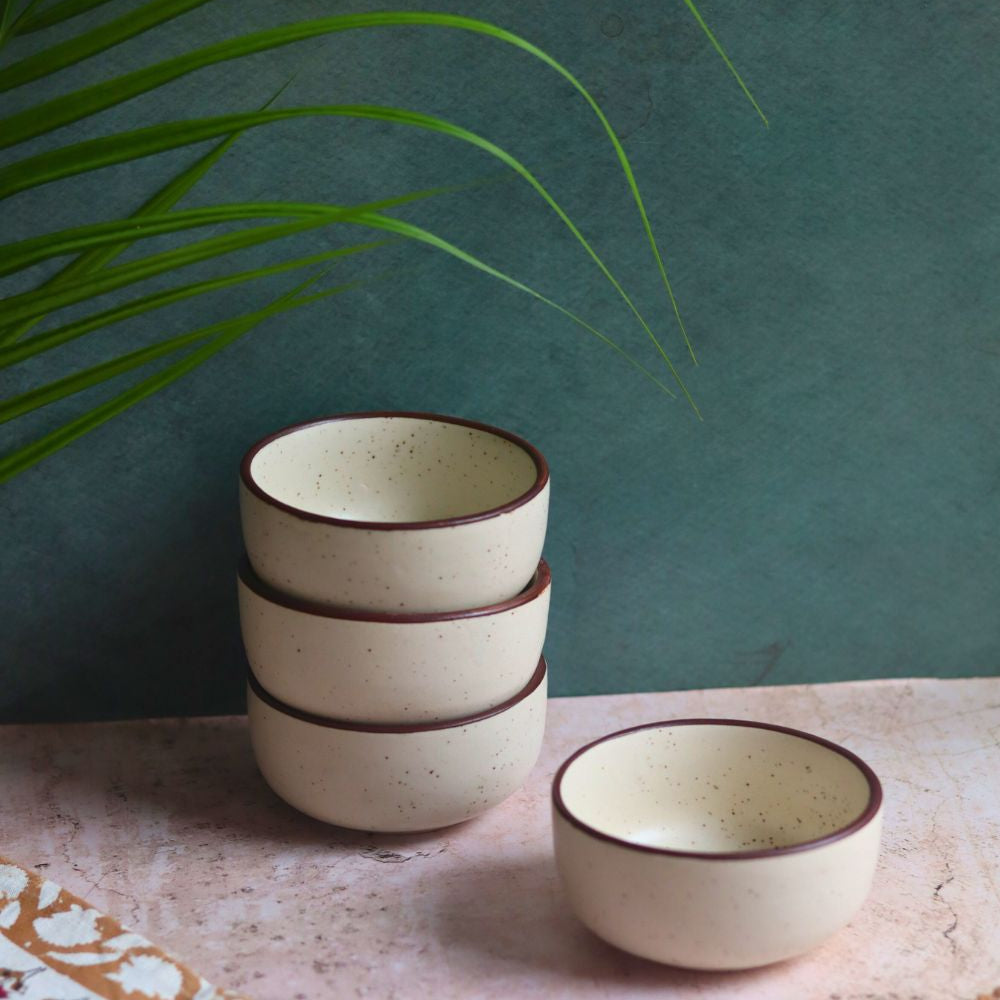 Handmade Set of 4 - Ivory Bliss Katori