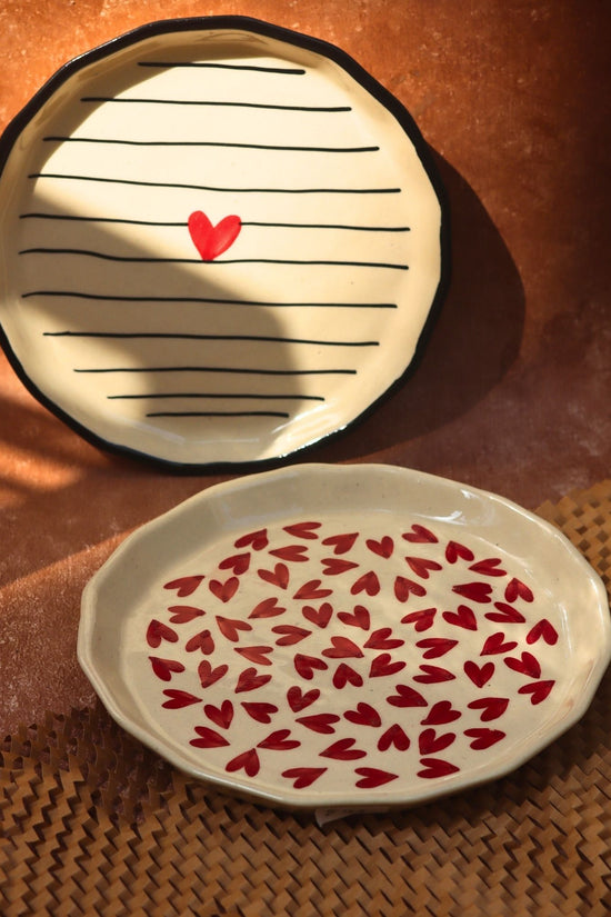 Striped Heart & All Heart Snack plate combo handmade in India