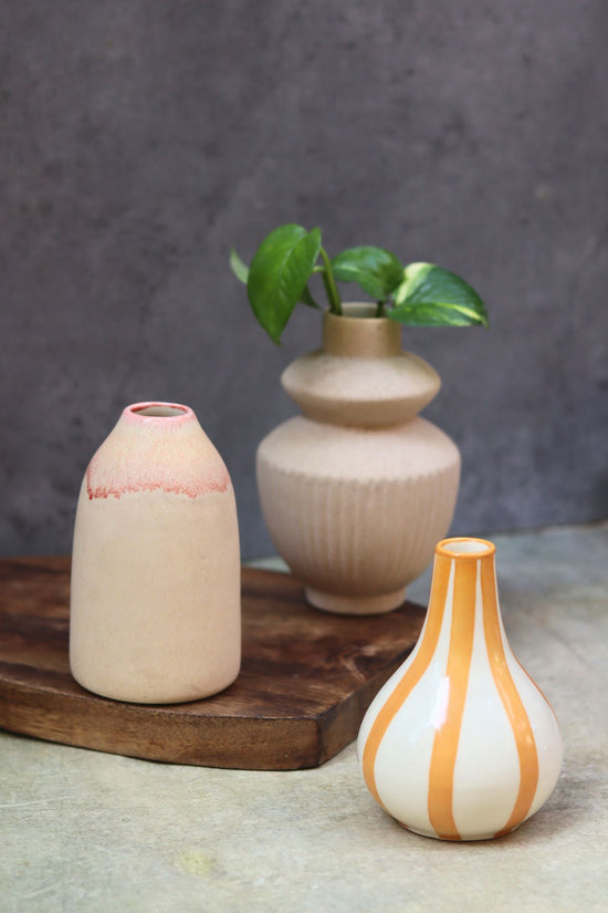 Set of 3 - Modern Ivory Vases combo made by ceramic