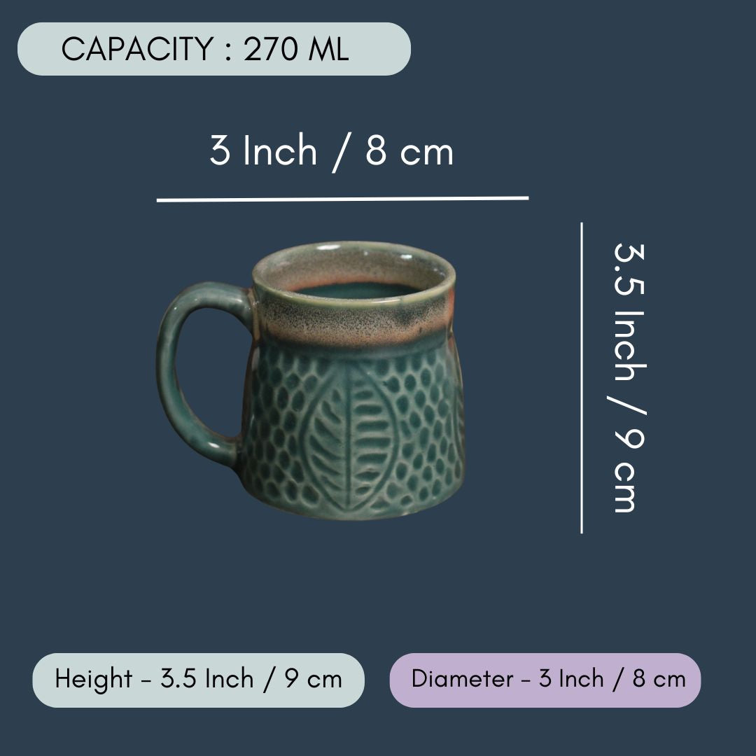Teal Green Leaf Coffee Mug