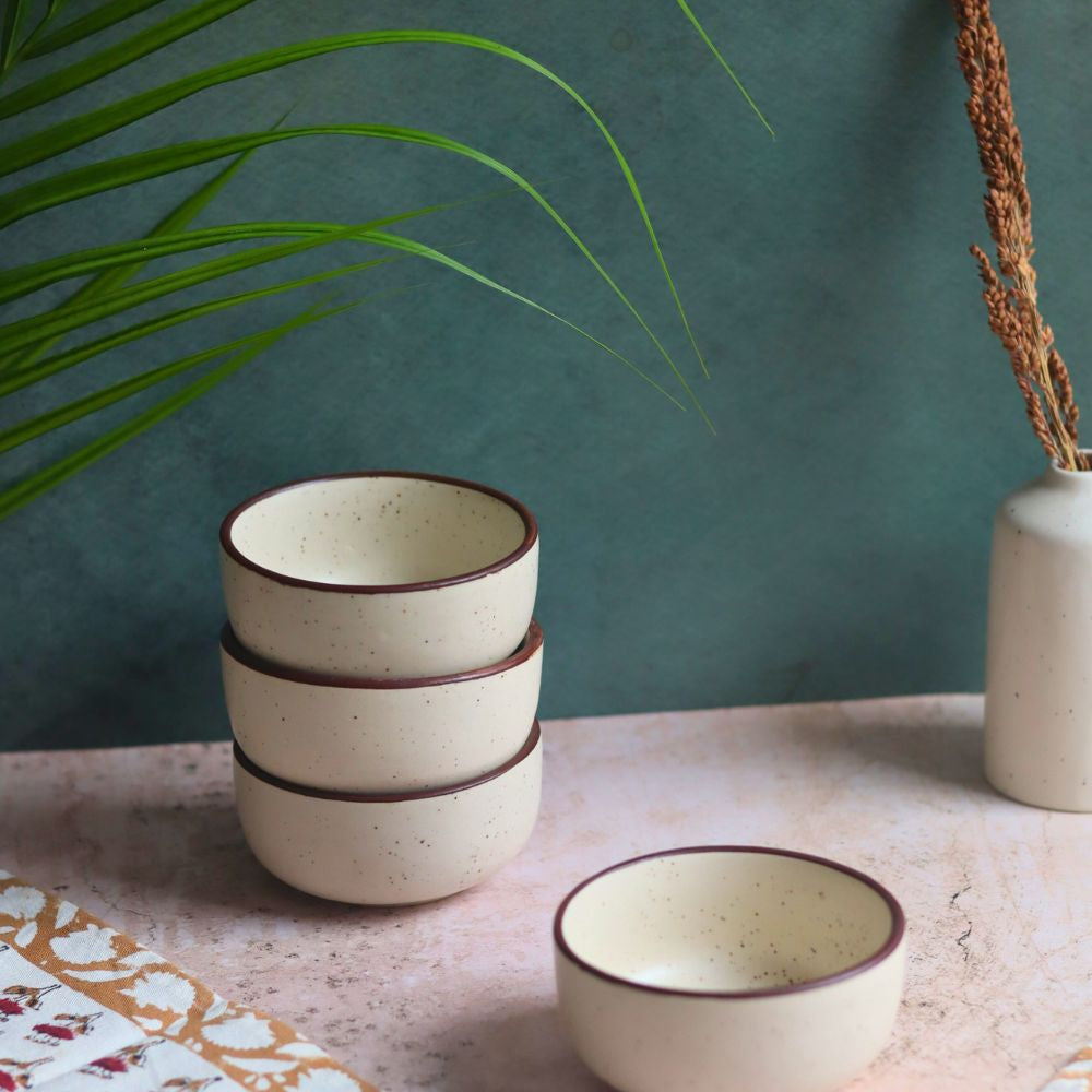 Set of 4 - Ivory Bliss Katori made by ceramic