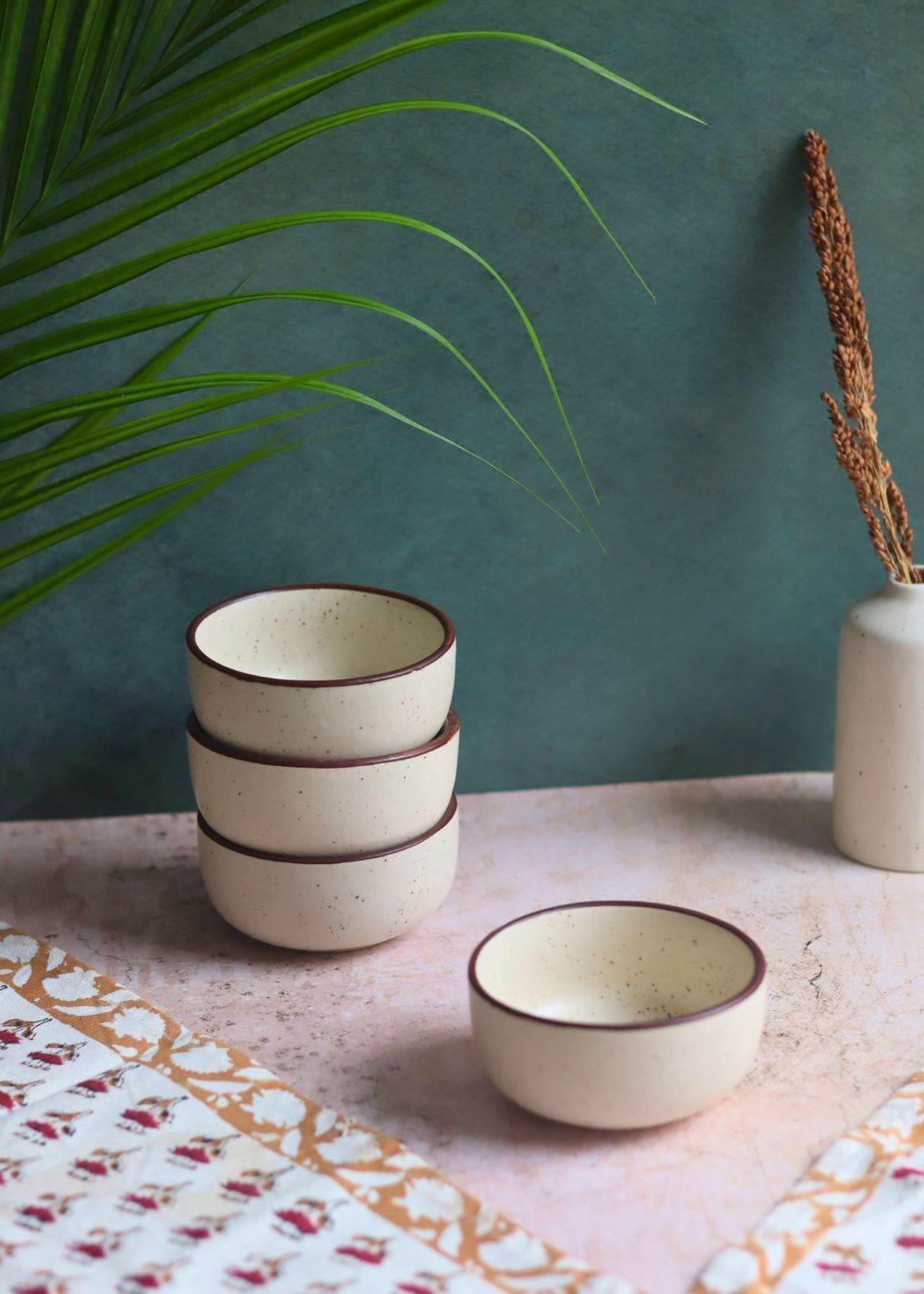 Set of 4 - Ivory Bliss Katori made by ceramic