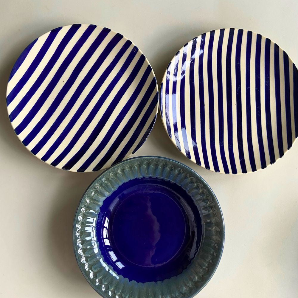 Handmade Set of 3 - Blue Plates