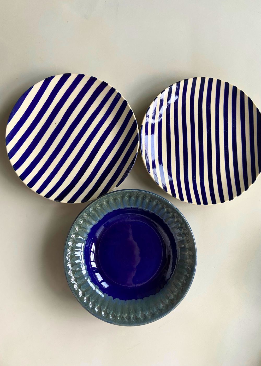 Handmade Set of 3 - Blue Plates