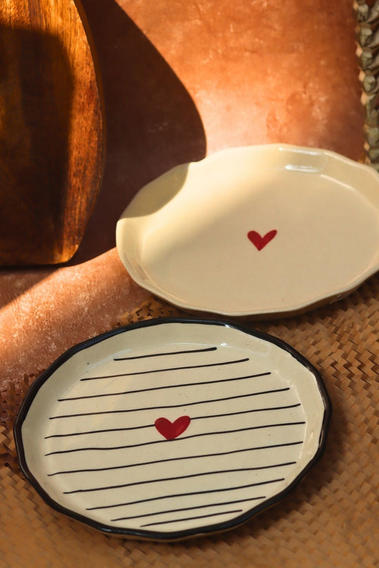 handmade Heart & Striped Heart snack plate combo