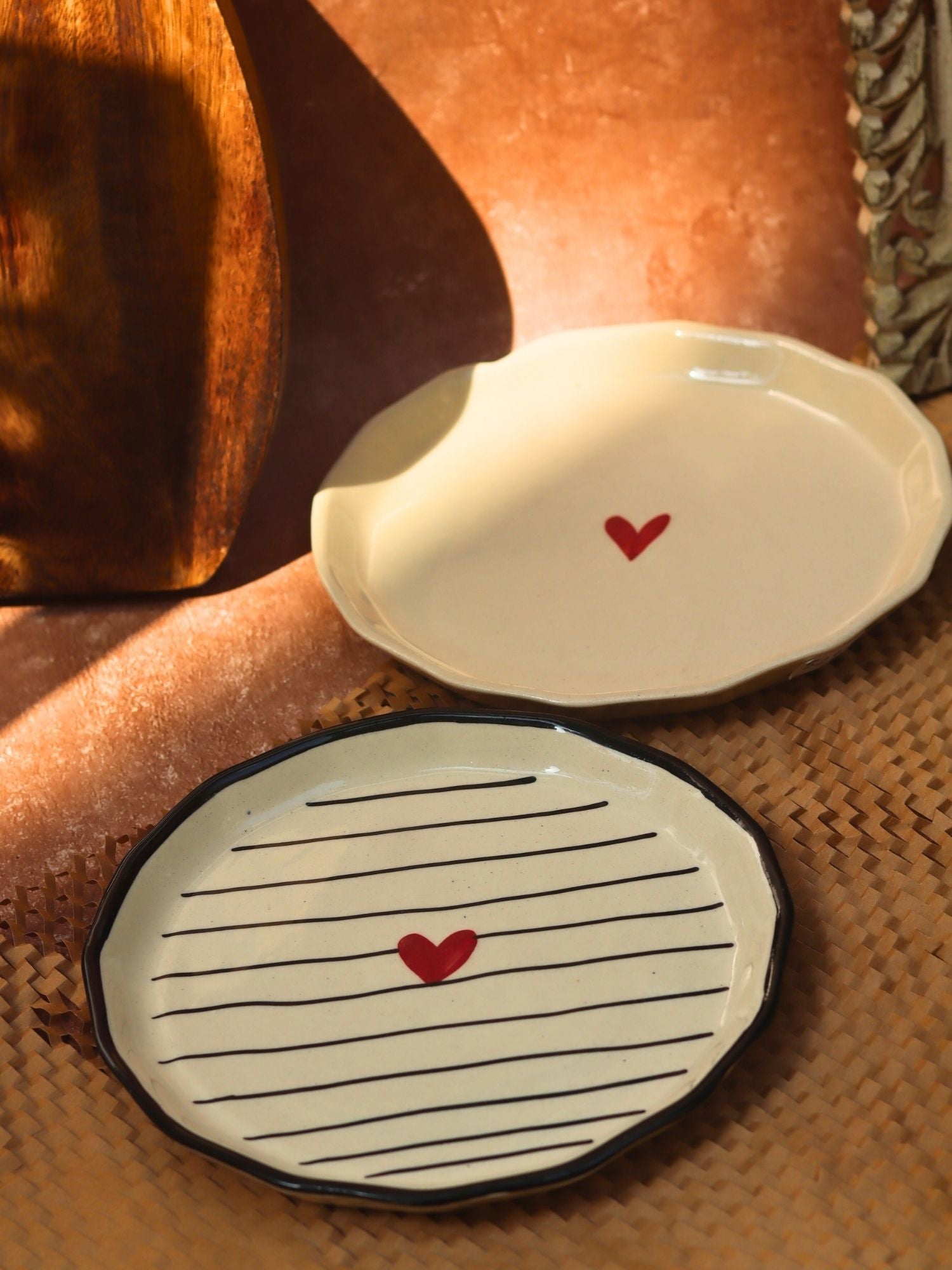 handmade Heart & Striped Heart snack plate combo