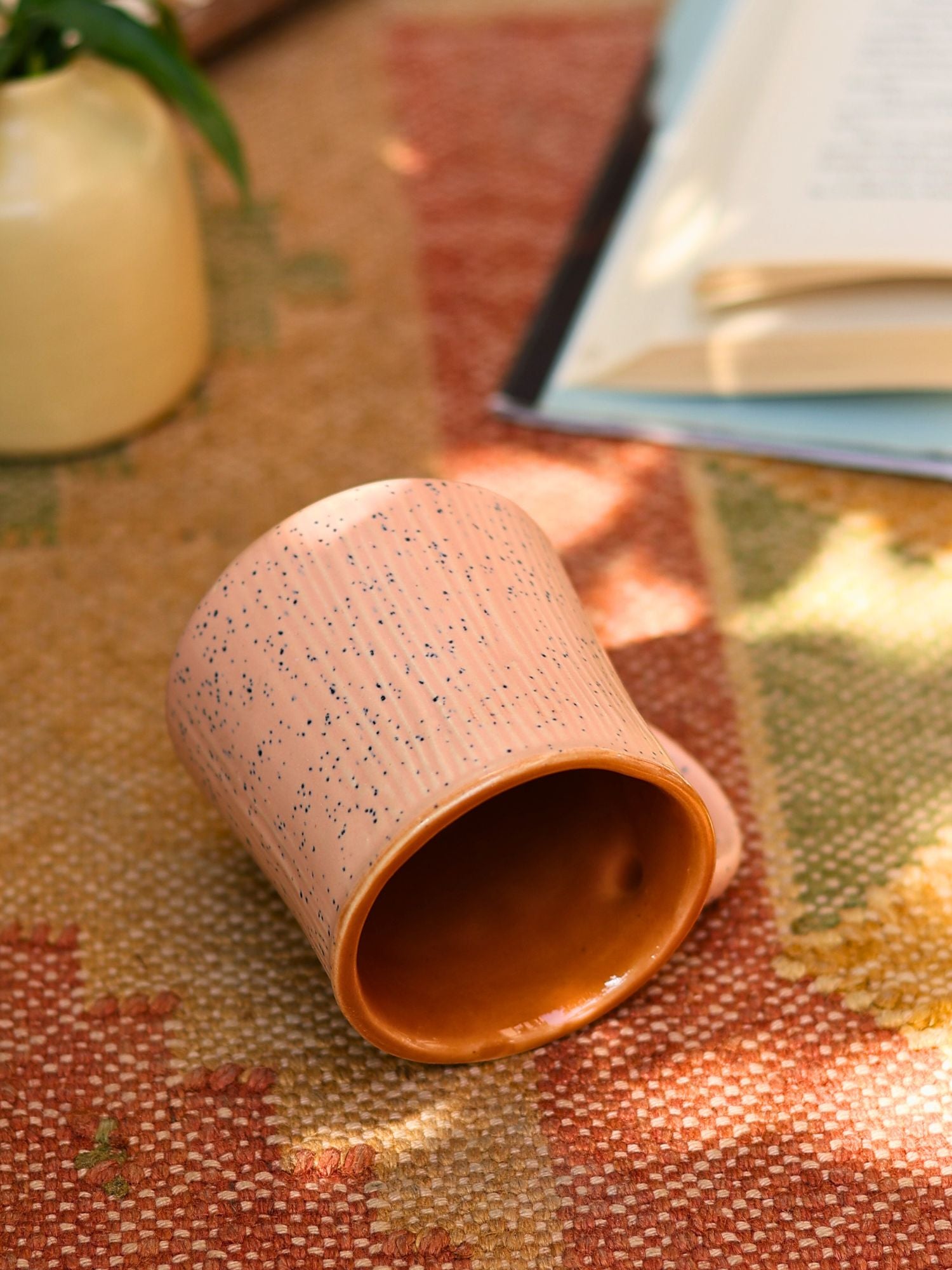 Peach etching Chai cup handmade in India