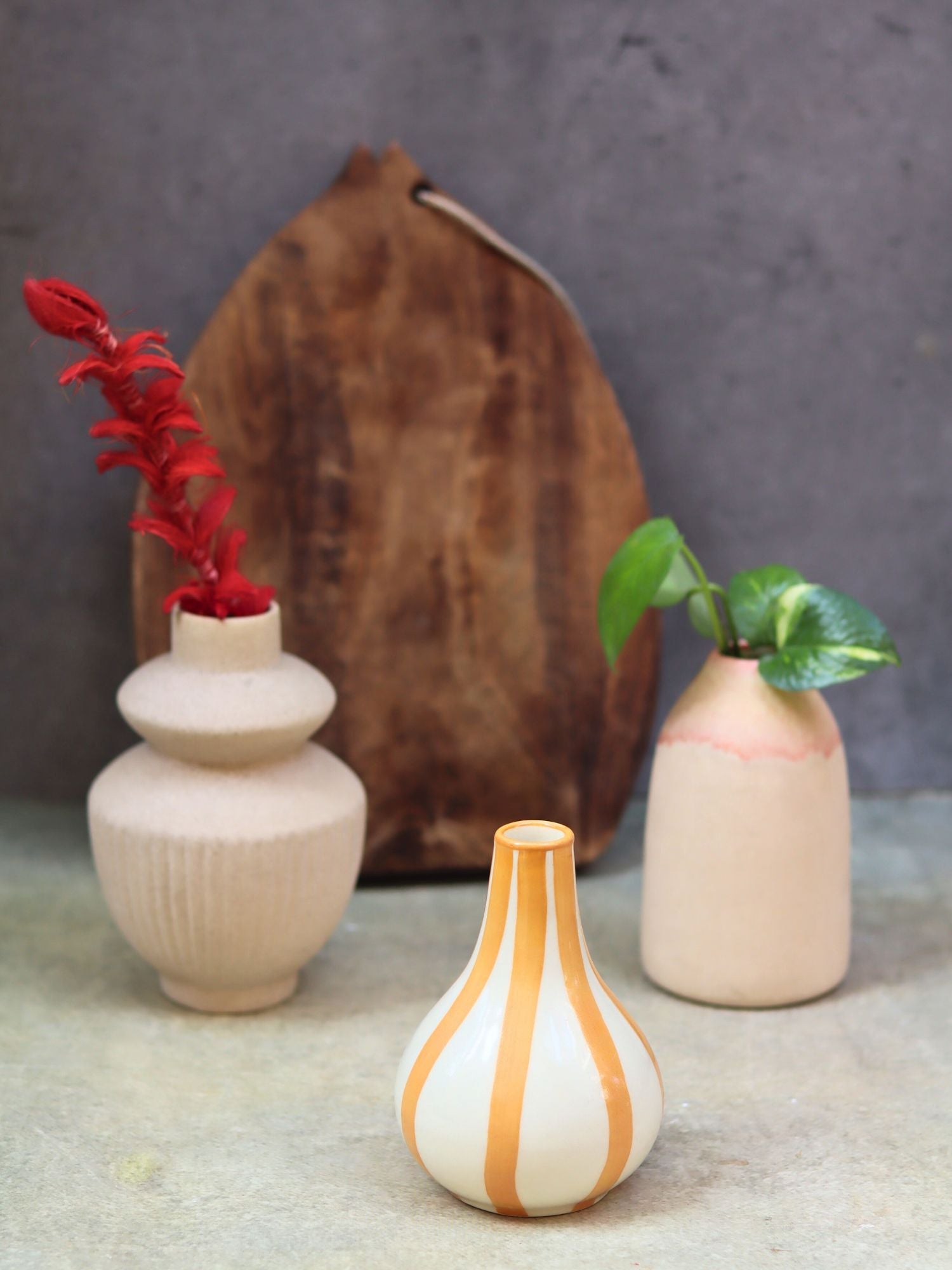 Set of 3 - Modern Ivory Vases combo with premium quality material