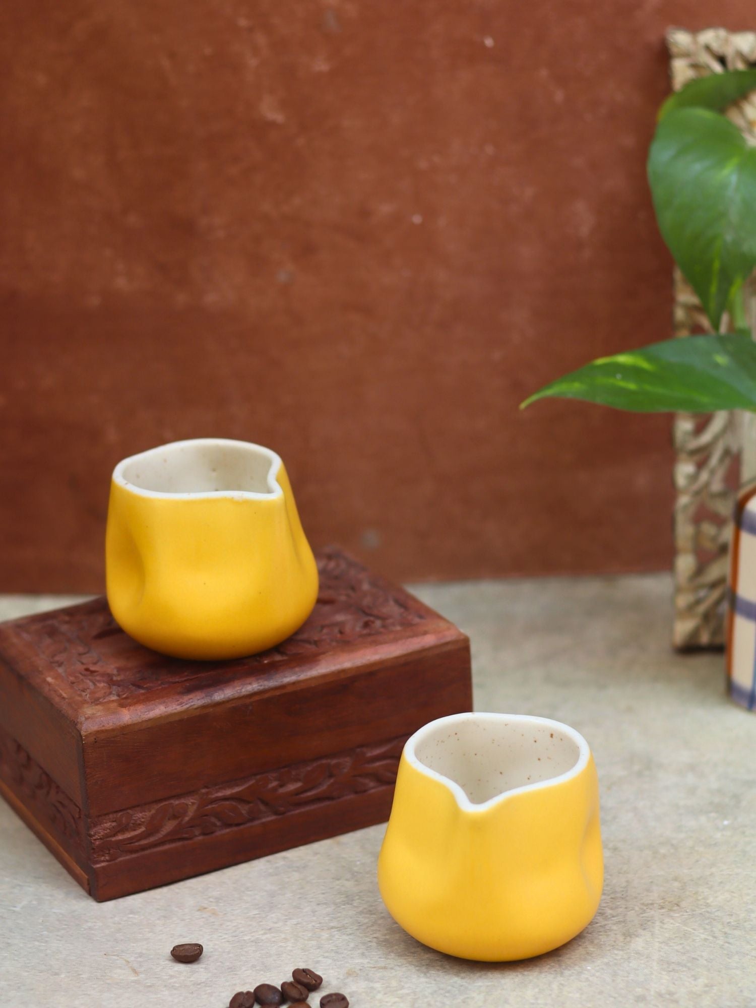 Milk Pourer - Yellow handmade in India