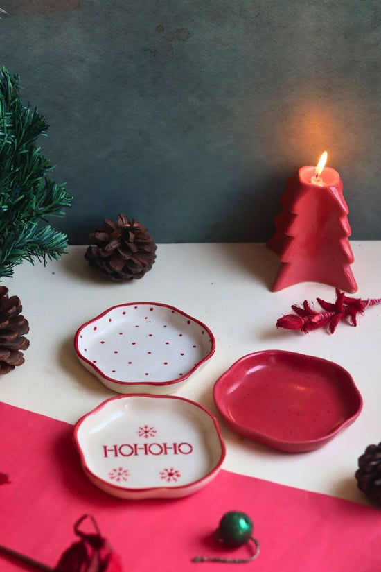 Set of 3 - Holly Jolly Dessert Plates made by ceramic