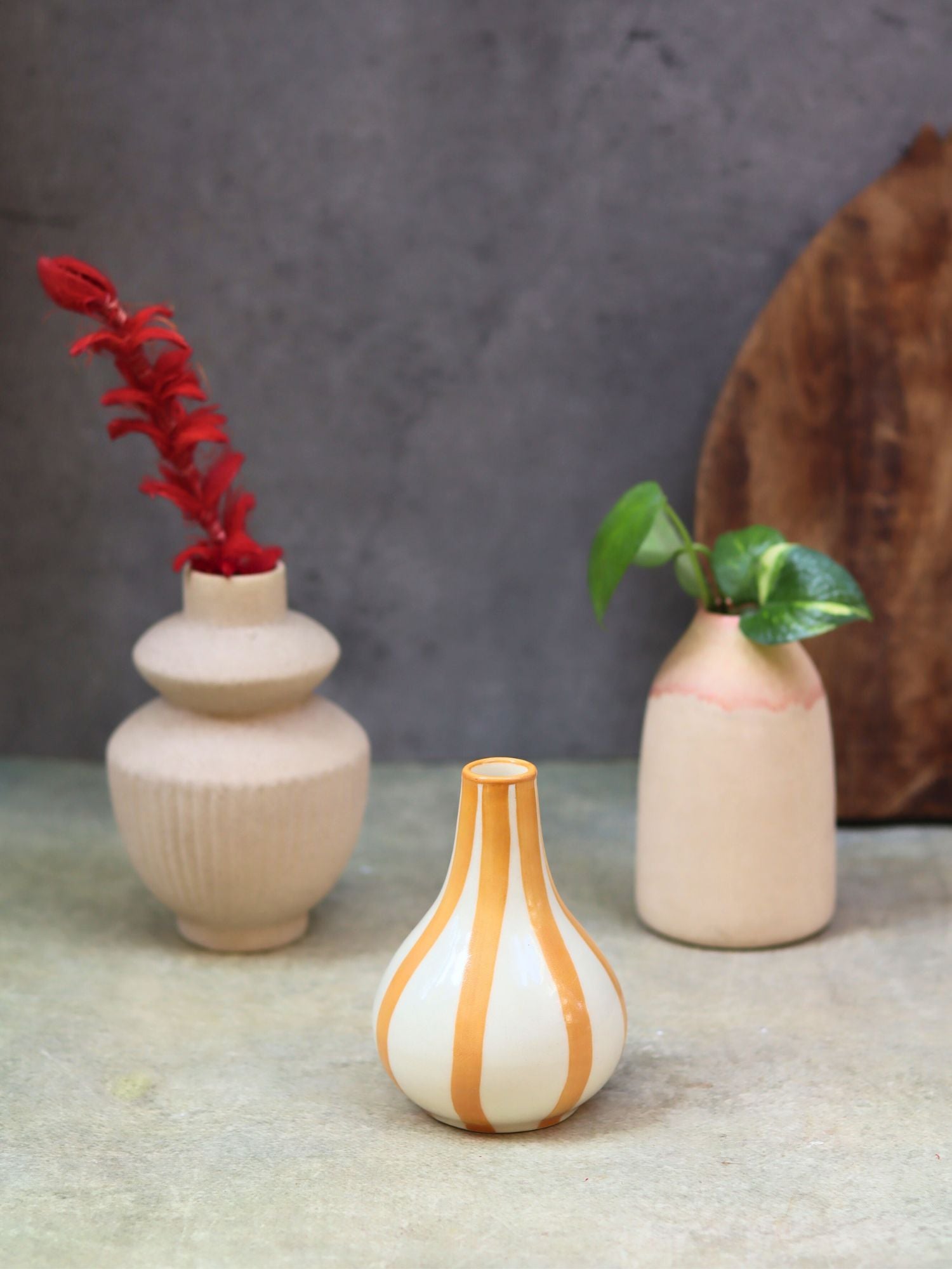 Set of 3 - Modern Ivory Vases combo handmade in india