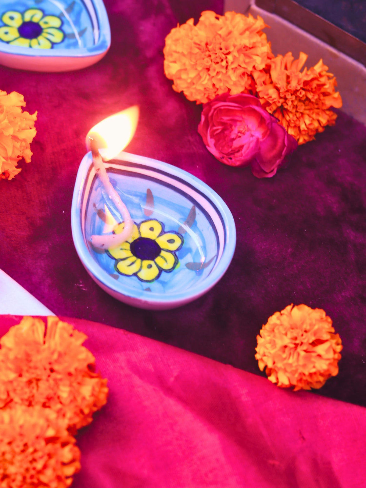 Set of 4 - Indie Floral Diya with premium quality material