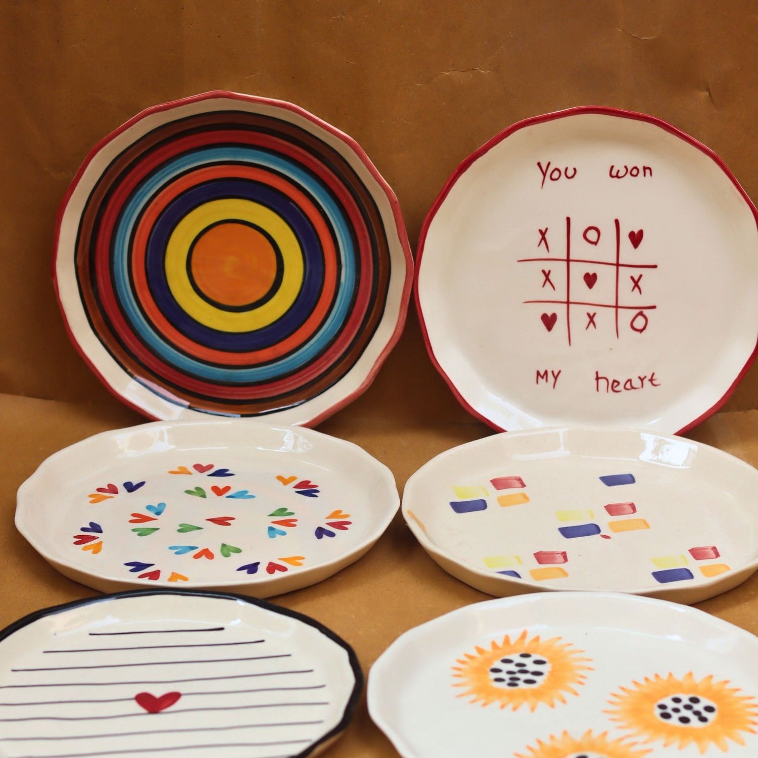 Handmade Set of 6 Little Bites snack Plates (for the price of 5)