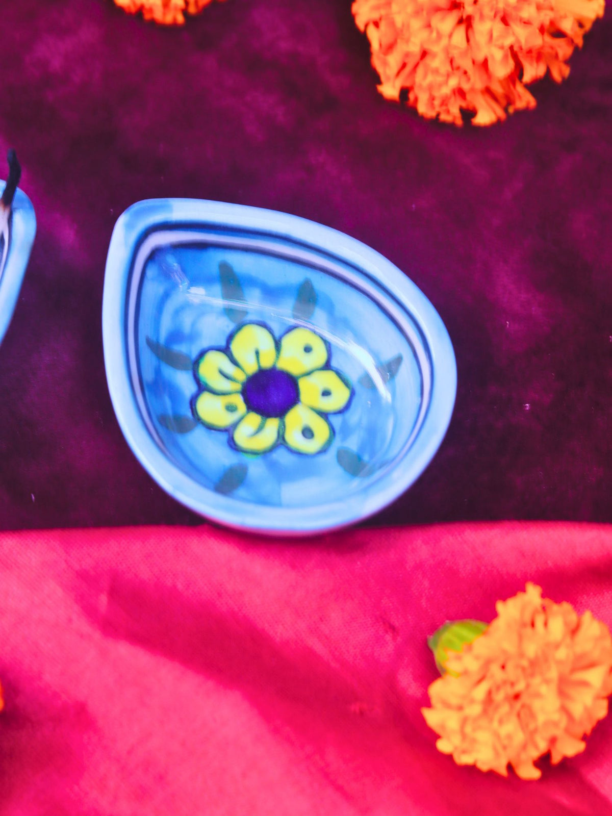 Set of 4 - Indie Floral Diya handmade in India