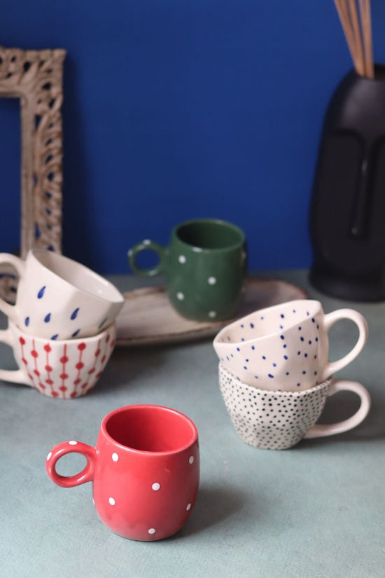 Set of 6 Polka Love Combo (for the price of 5) made by ceramic