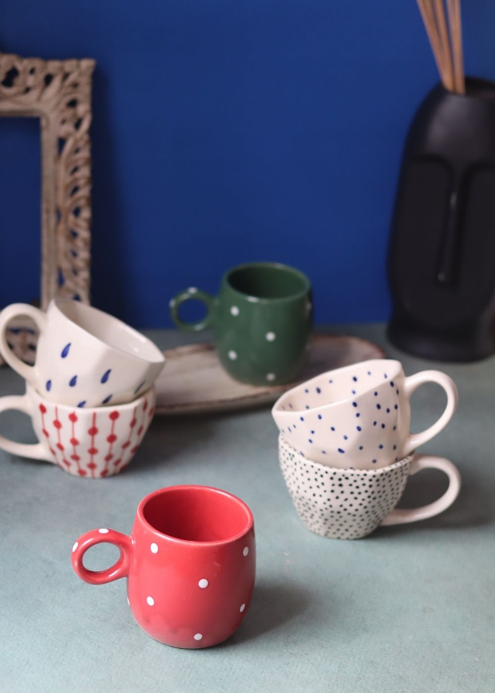 Set of 6 Polka Love Combo (for the price of 5) made by ceramic