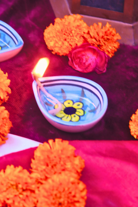 Handmade Set of 4 - Indie Floral Diya