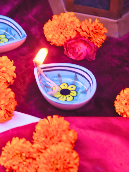 Handmade Set of 4 - Indie Floral Diya