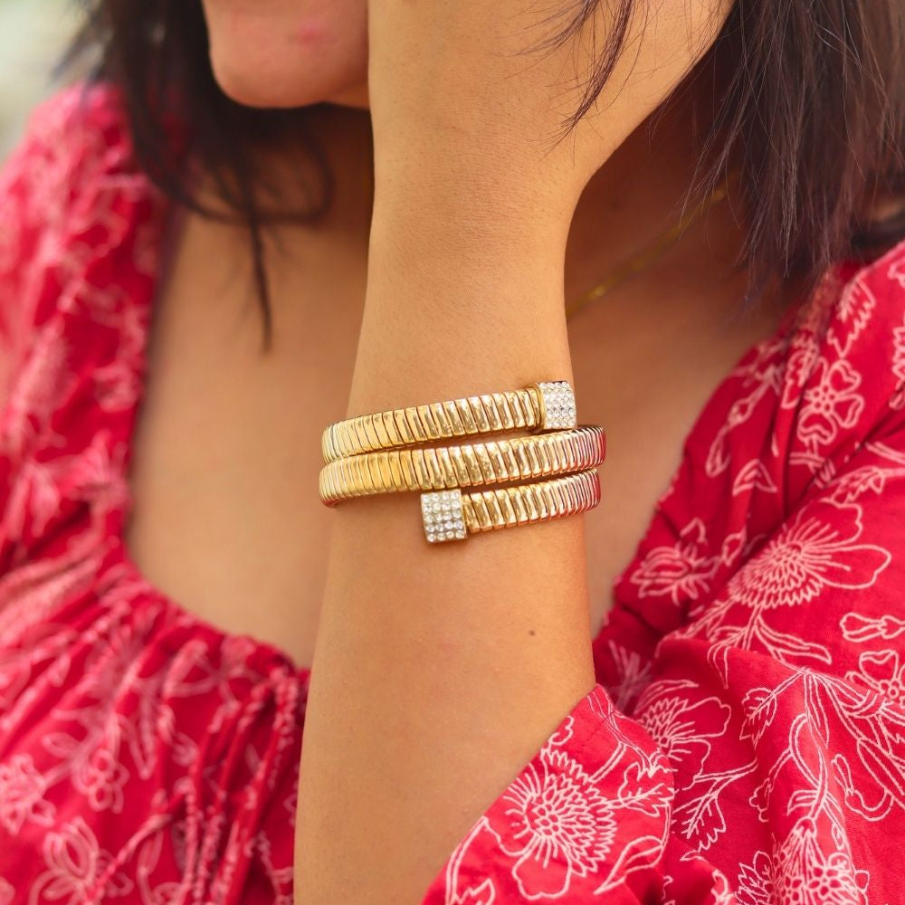  Gold Plated Chunky Gold Adjustable Bracelet 