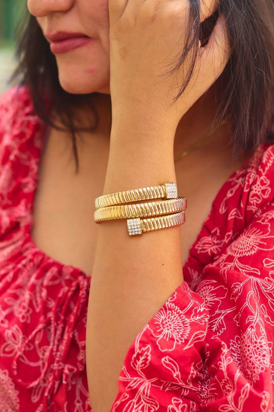  Gold Plated Chunky Gold Adjustable Bracelet 