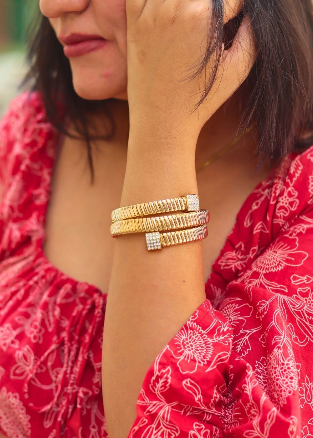  Gold Plated Chunky Gold Adjustable Bracelet 