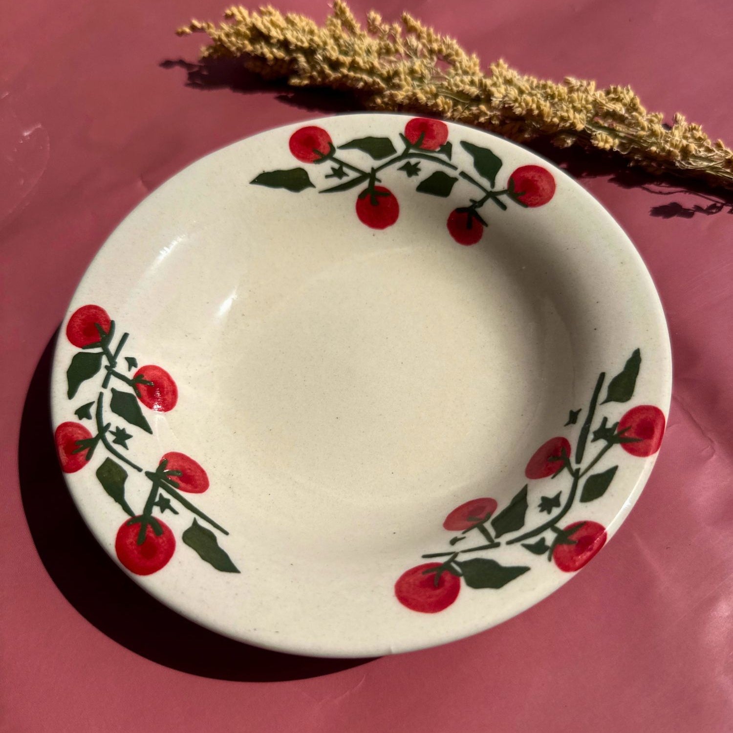 Handmade Cherry Field Pasta Plate