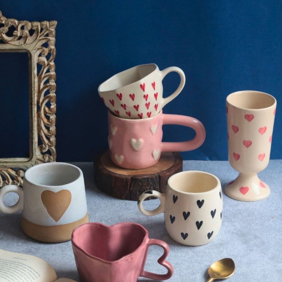 Set of 6 Love Brew Mugs (for the price of 5) handmade in india