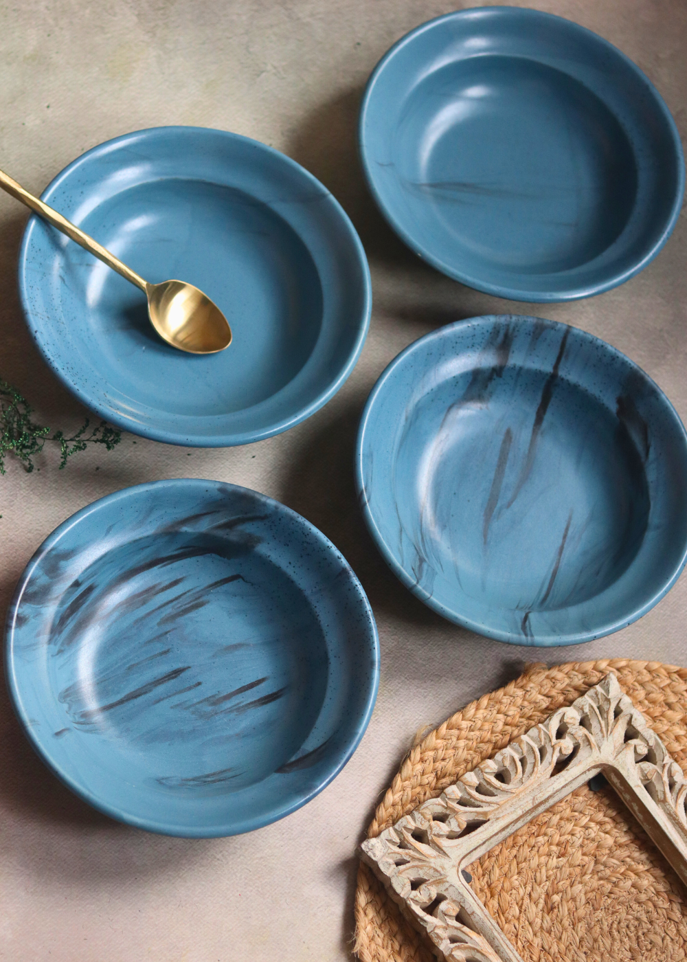 Four handmade ceramic pasta plates 
