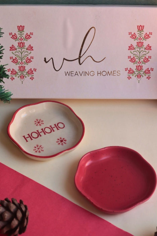 Handmade HOHOHO & Red Handmade Dessert plate in a Gift Box