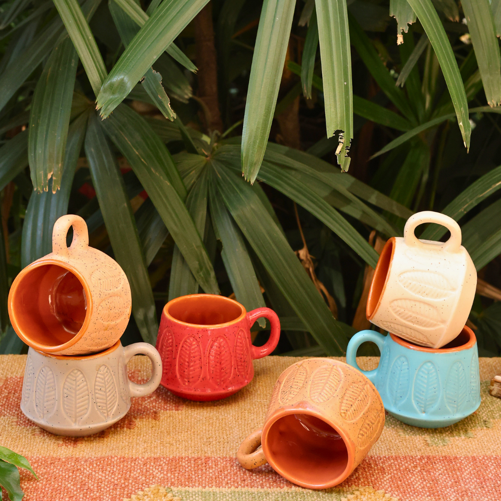 serene leaf coffee mug made by ceramic 