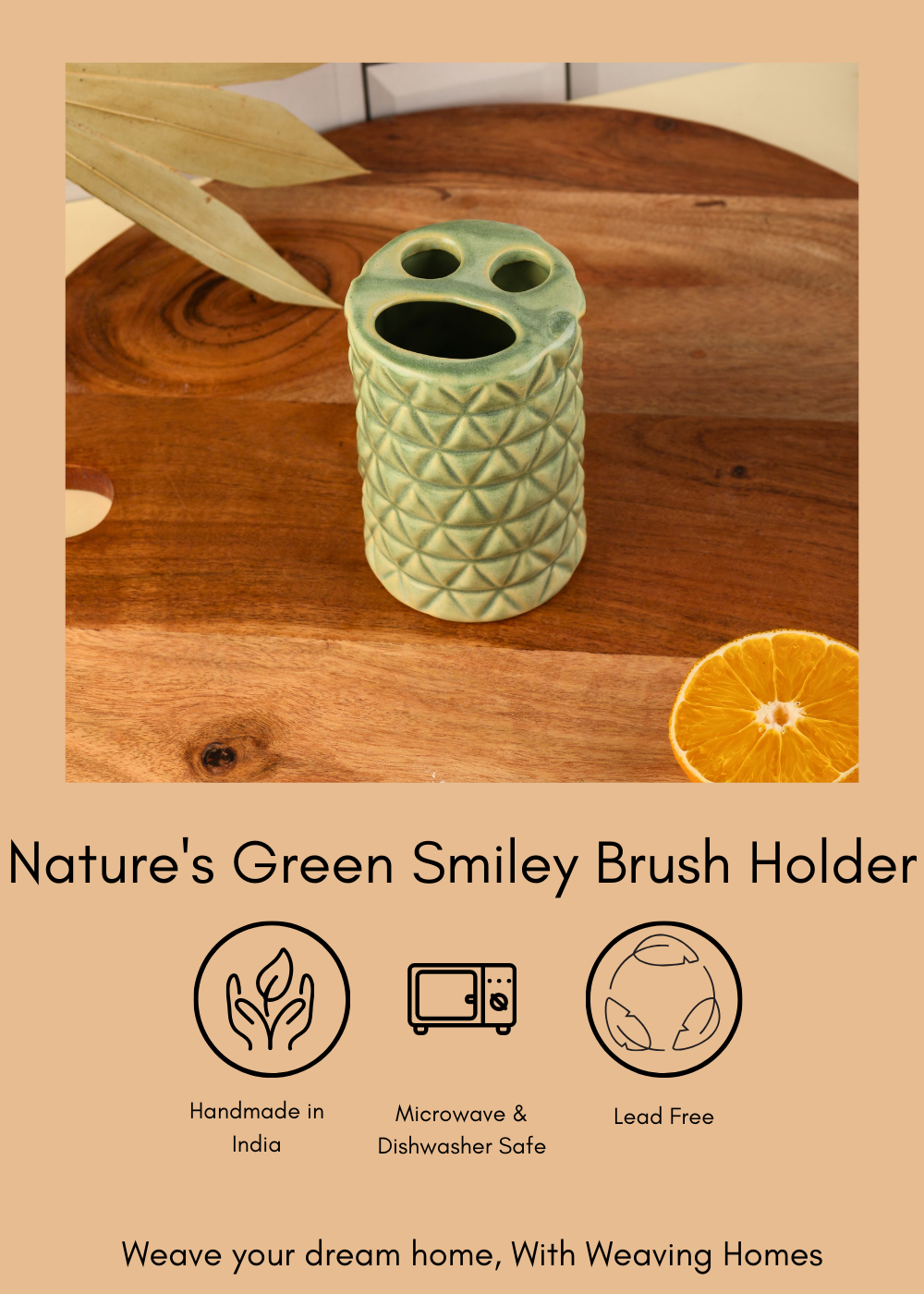 Smiley brush holder ceramic 