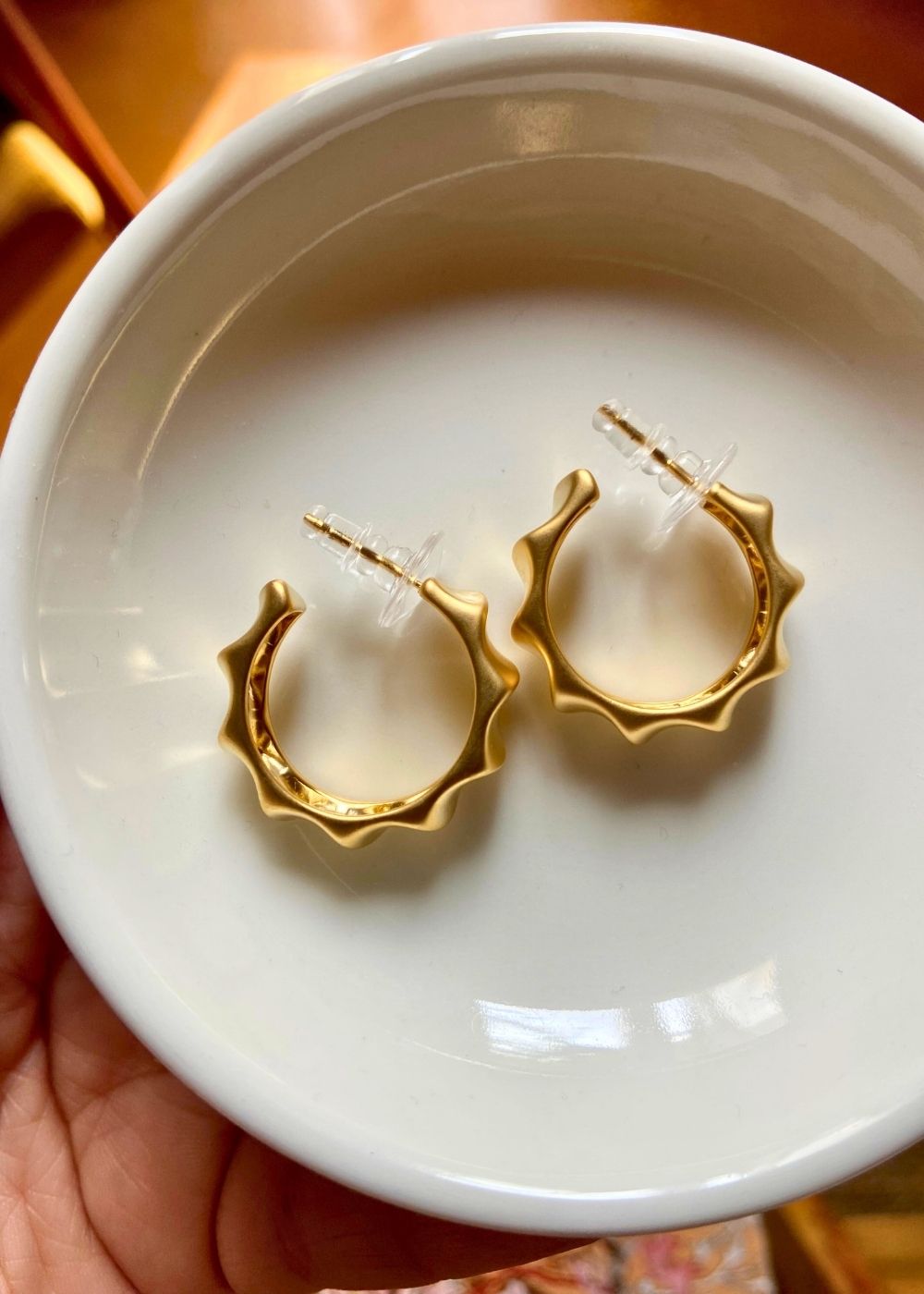 Anti tarnish Rollin' Gold Matte Hoops