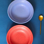 Set of 2 - Deep Red & Matte Blue Pasta Plate made by ceramic