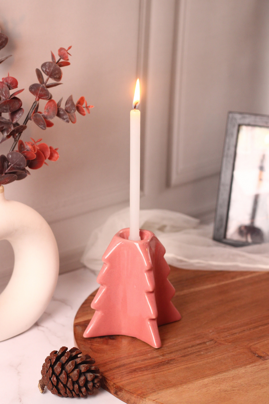 christmas tree candle stand made by ceramic 