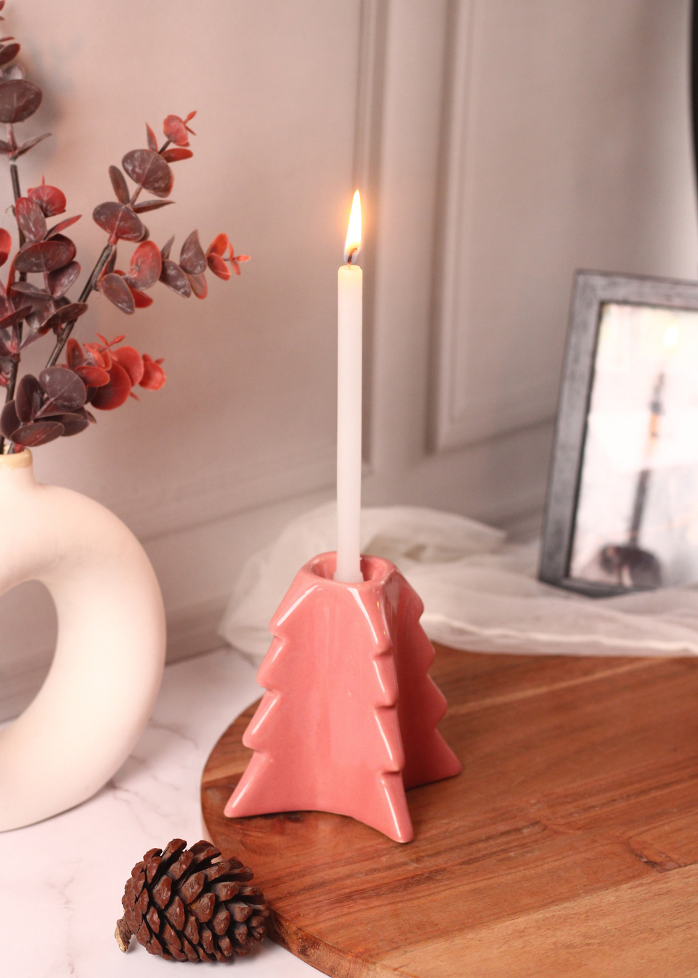 christmas tree candle stand made by ceramic 