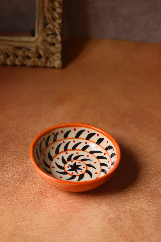 Orange spiral nut bowl 