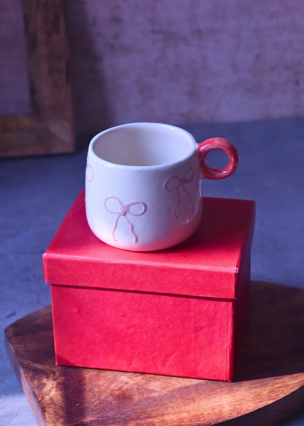 Handmade Girlie Bow Mug in a Gift Box