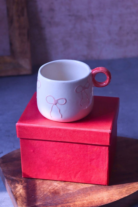 Handmade Girlie Bow Mug in a Gift Box