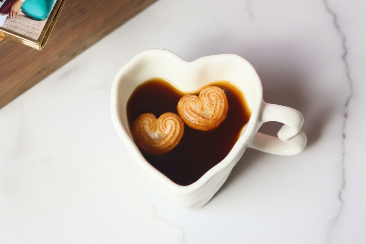 White Heart Shaped Mug