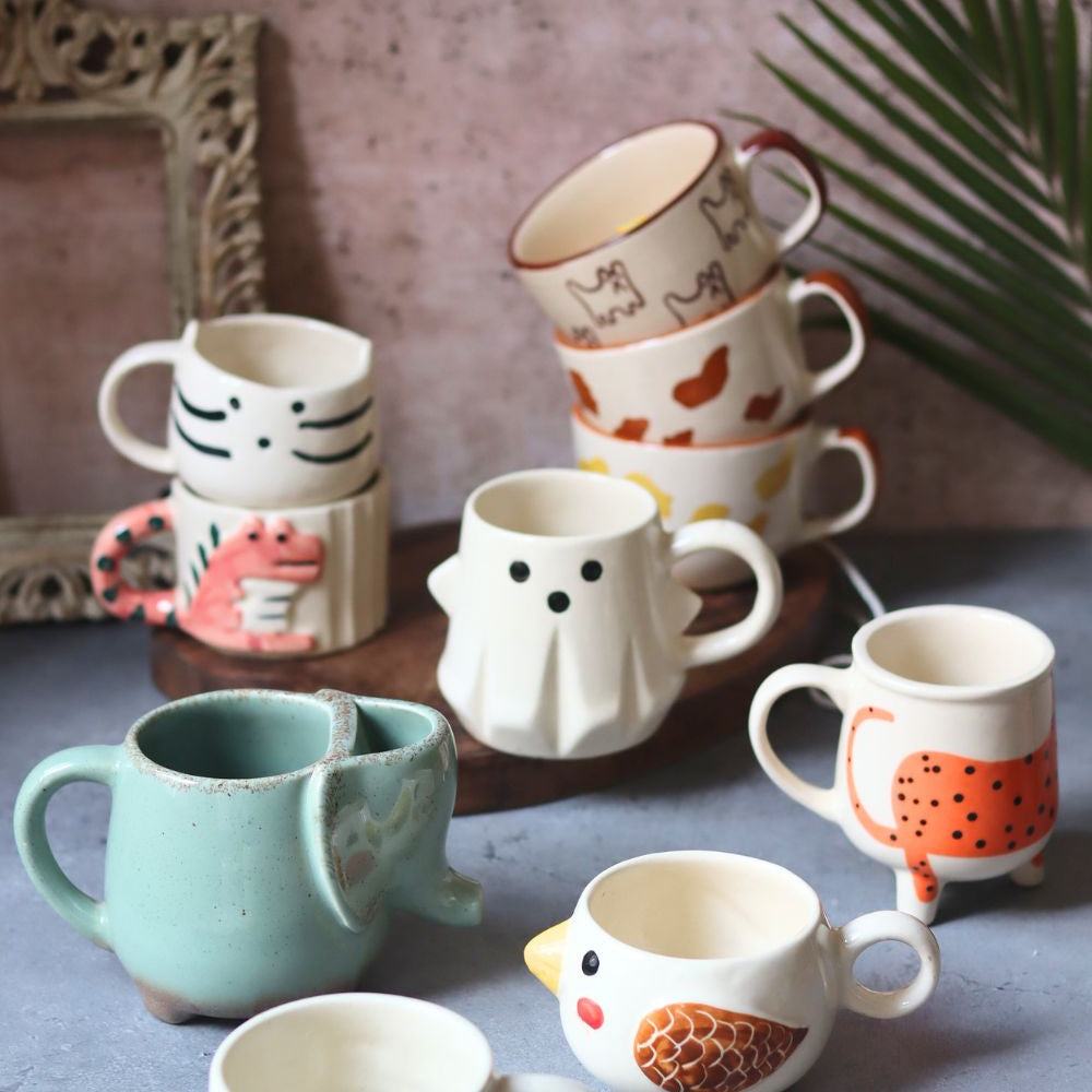 Set of 10 Mystic Animal Mugs (for the price of 7) made by ceramic