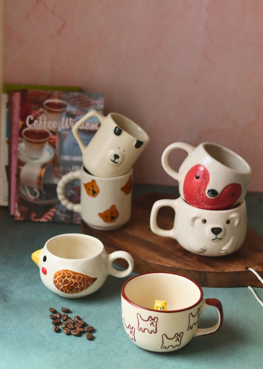 handmade Set of 6 Tails & Tales Mugs (for the price of 5)