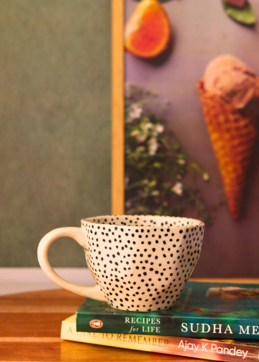 handmade black polka mug