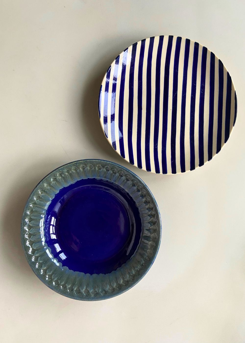 Thin Stripes & Royal Blue Pasta Plate Made by Ceramic