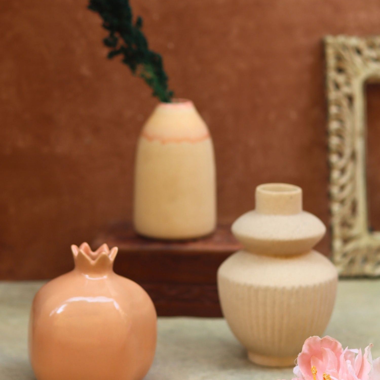handmade Set of 3 - Classic Cream Vases combo
