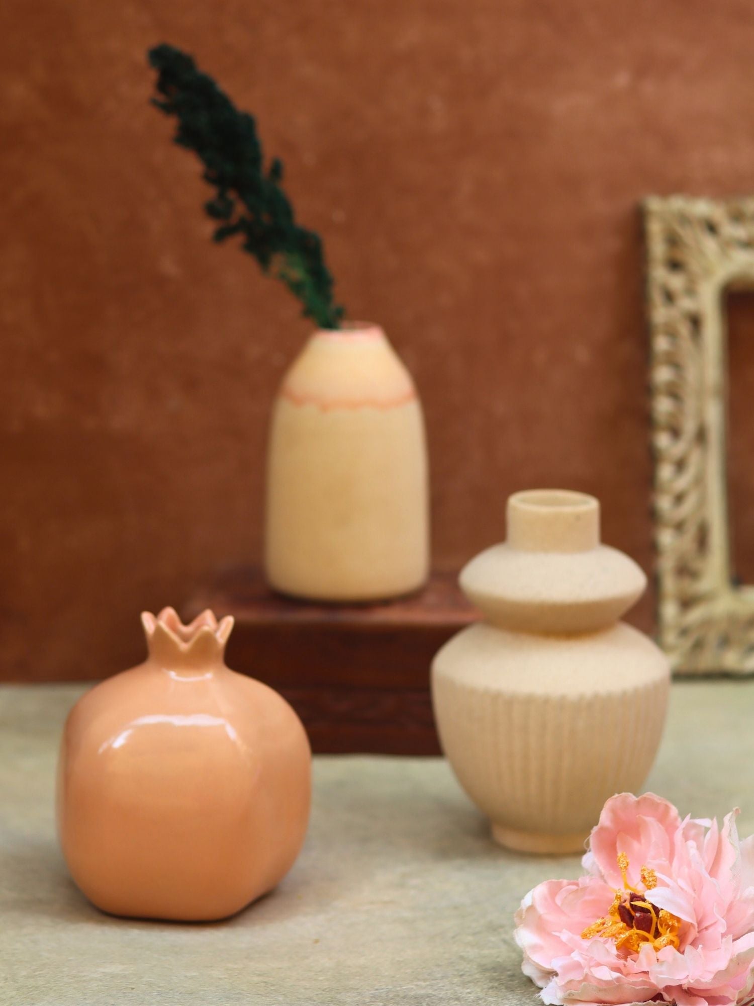 handmade Set of 3 - Classic Cream Vases combo